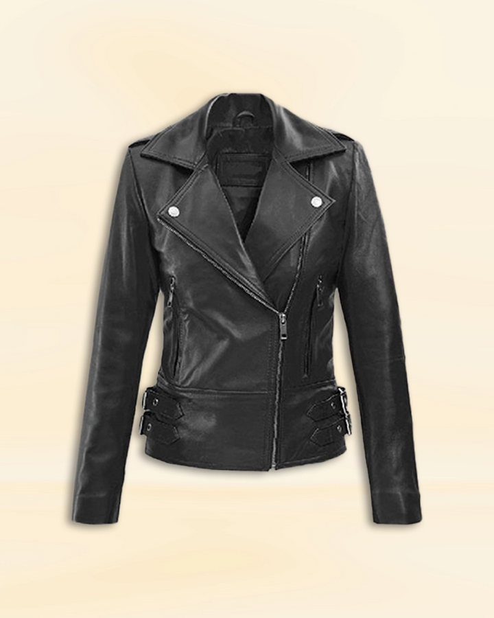 USA Black biker jacket for women