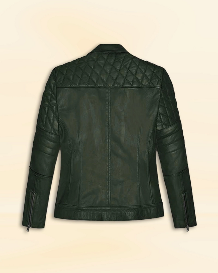 Elegant Green Real Leather Jacket Worn By Victoria Justice - Embrace sophistication with this eye-catching green leather jacket, as seen on actress Victoria Justice, for a truly stylish and refined look. in American style