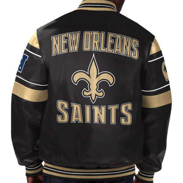 NFL Team New Orleans Saints Multicolor Leather Jacket by TP