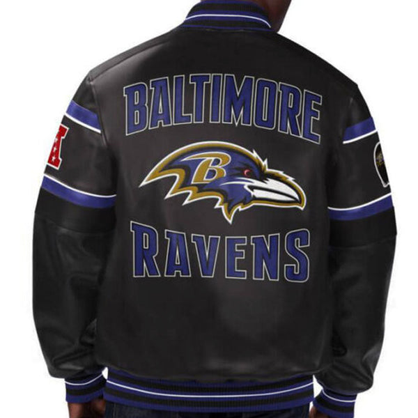 Premium leather Baltimore Ravens fan jacket in France style