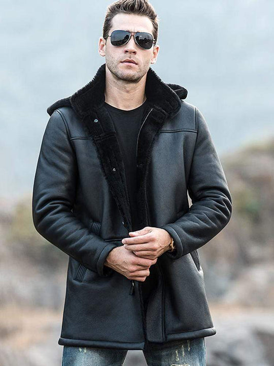 Black shearling leather jacket