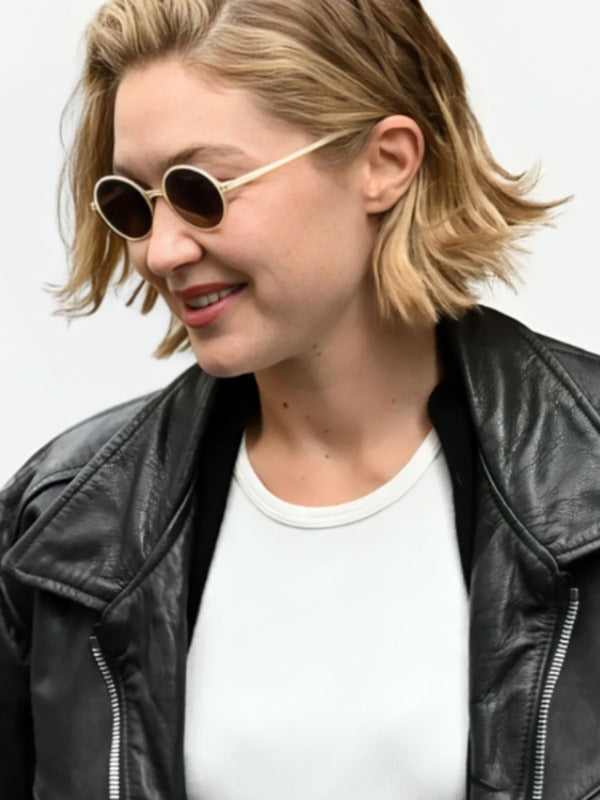 Gigi Hadid 2024 Paris Fashion Week Leather Jacket