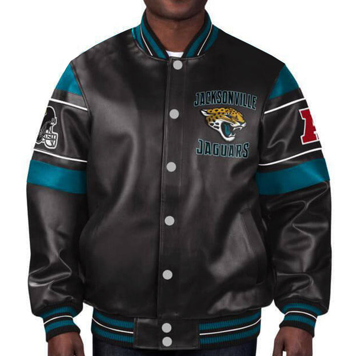 National Football League Jacksonville Jaguars black leather jacket for men and women