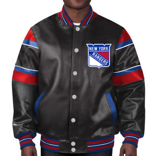 NHL new york rangers leather jacket For Men and Women