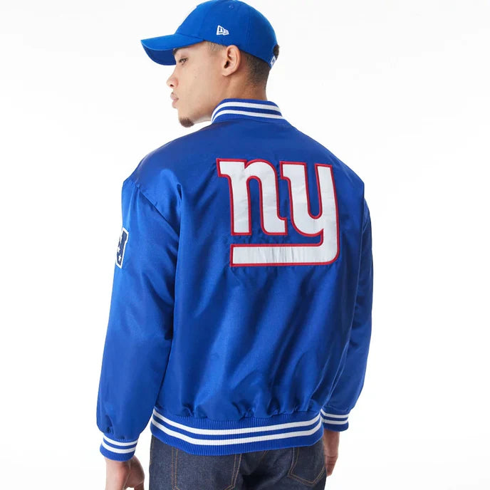 Women's New York Giants NFL Bomber Jacket in Blue Satin in United state market