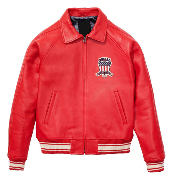 Red Avirex Icon Leather Jacket