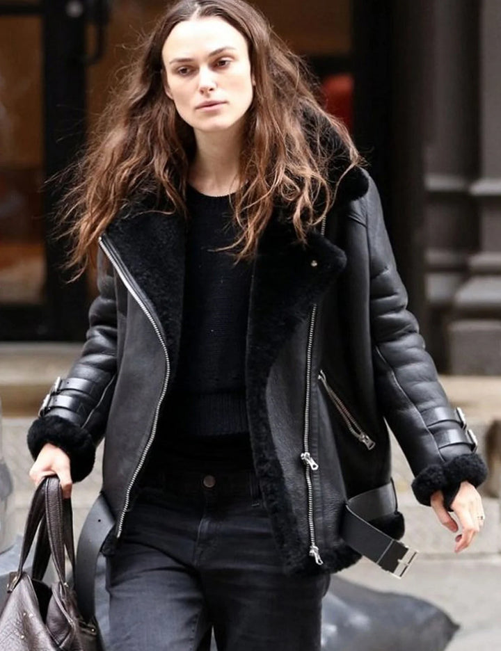 Black leather jacket for women