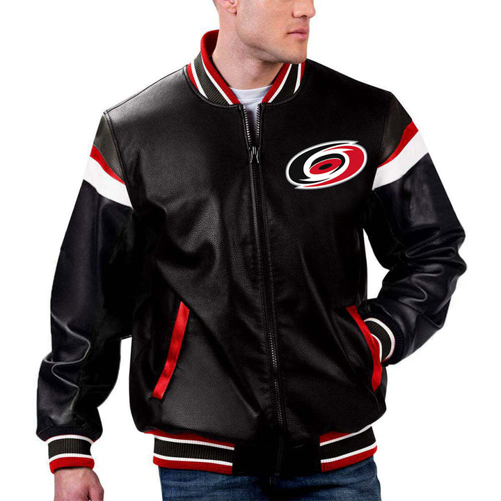 The Pricy NHL Carolina Hurricanes Leather Jacket in France style