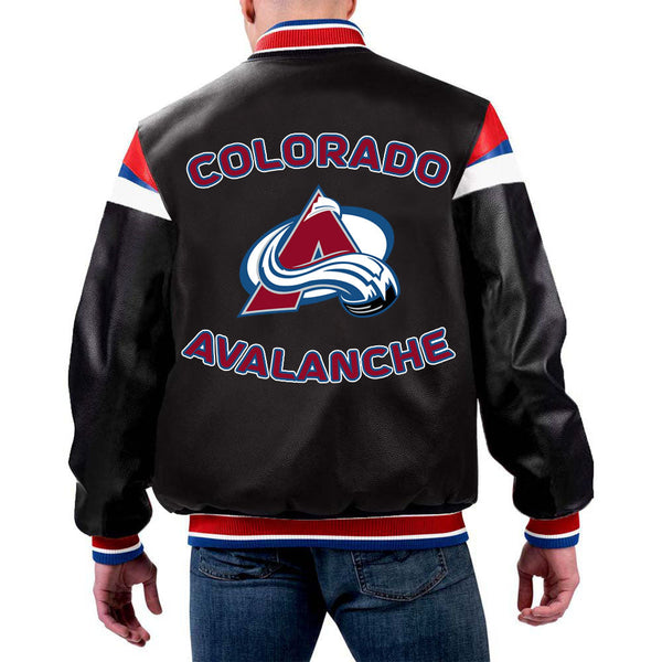 NHL Colorado Avalanche Letterman Leather Jacket by The Pricy in USA