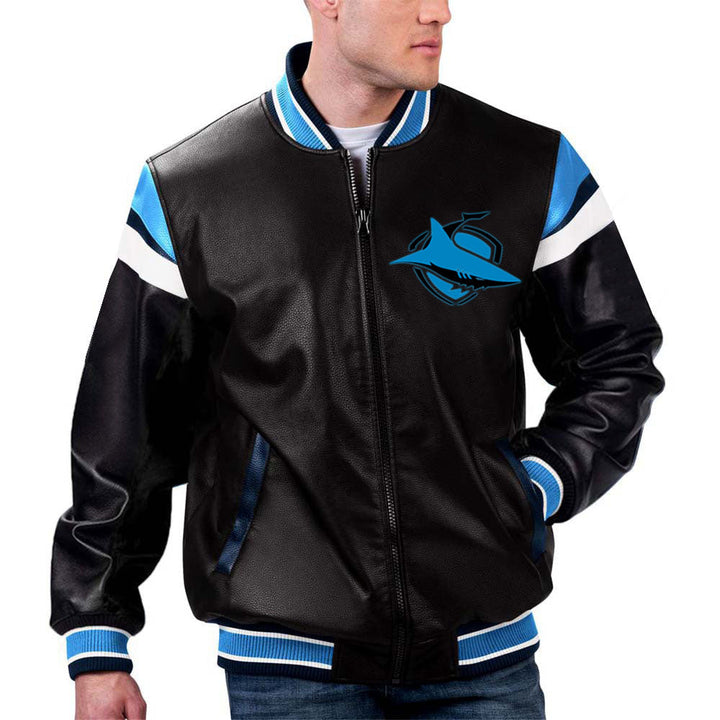 The Pricy NRL Cronulla-Sutherland Leather Jacket in France style