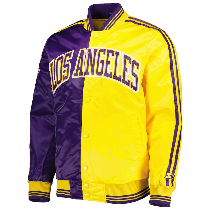 Stylish Los Angeles Lakers Starter jacket in purple and gold design in United State Market