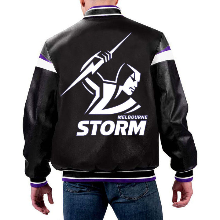 NRL Melbourne Storm Leather Jacket by The Pricy in USA