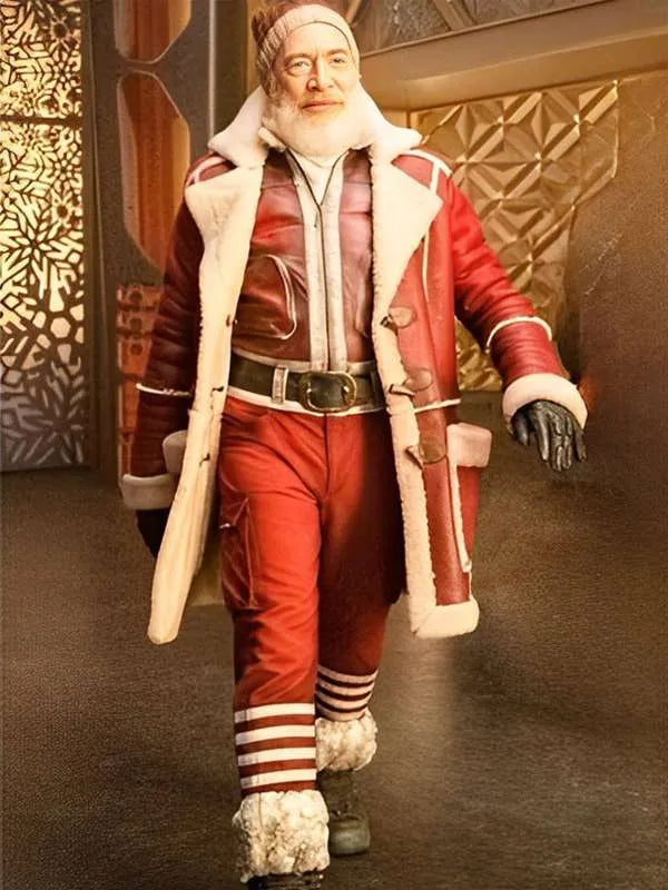 J.K. Simmons red leather coat from Red One in USA
