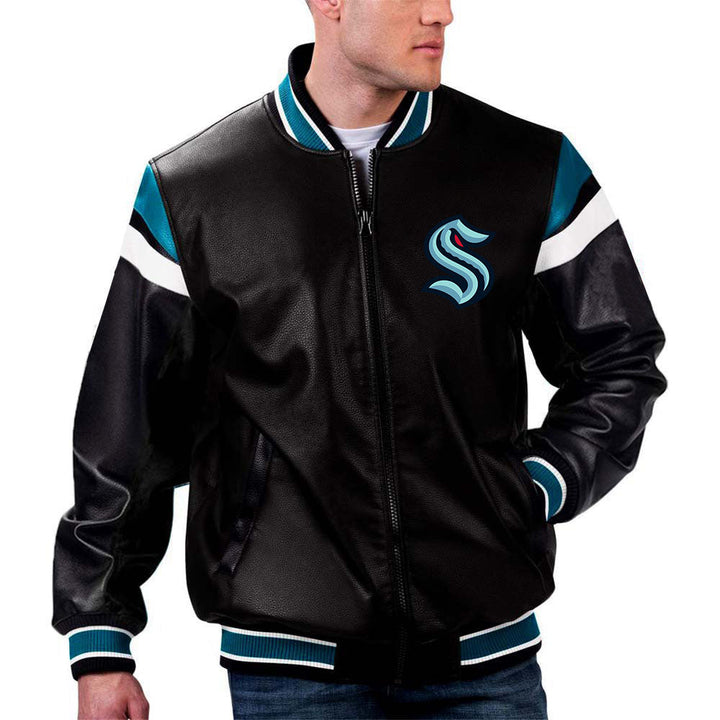 The Pricy NHL Seattle Kraken Leather Jacket in France style