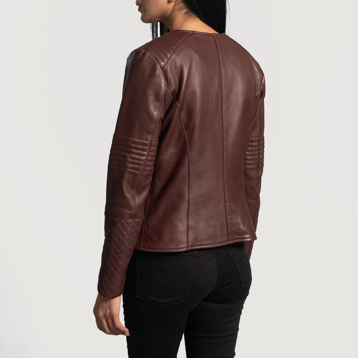 TJS Maroon Quilted Leather Jacket in USA