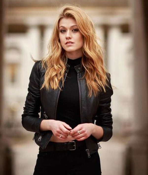 Black leather jacket for women