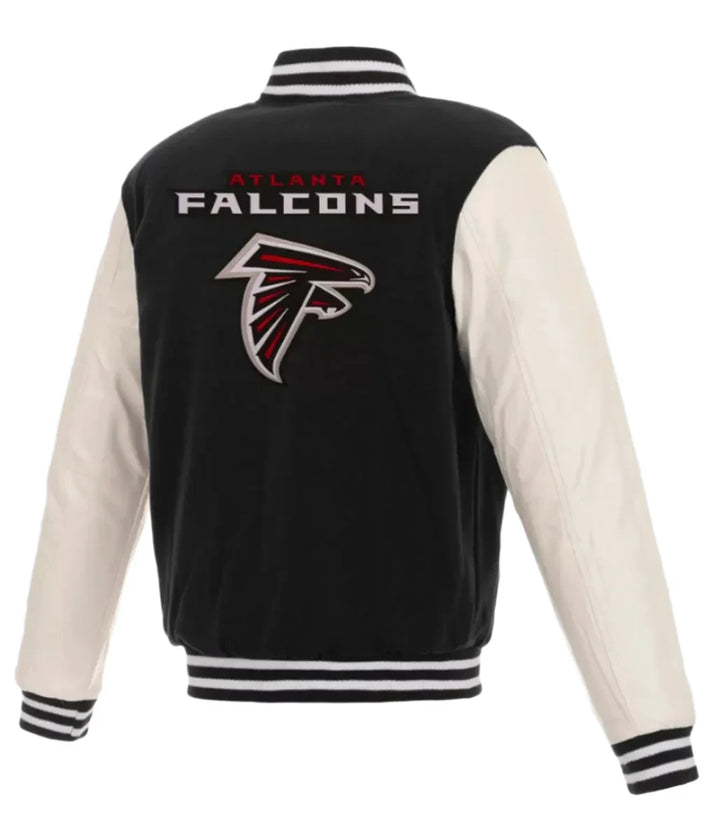 NFL Atlanta Falcons White and Black Letterman Jacket
