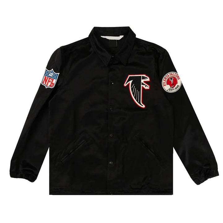 NFL Atlanta Falcons Black Satin Windbreaker Jacket
