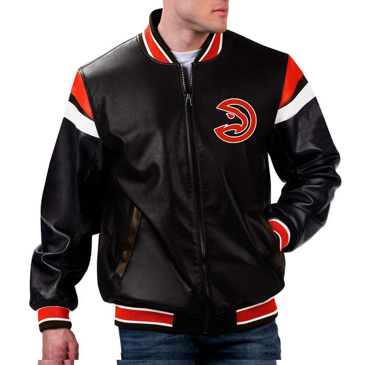 Atlanta Hawks NBA Team Leather Jacket by TJS in France style