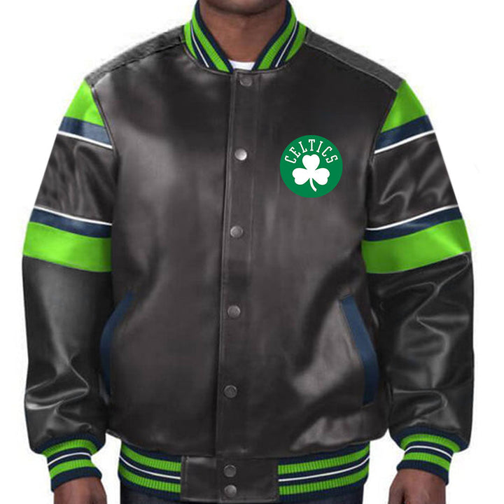 Stylish Boston Celtics leather jacket perfect for basketball enthusiasts in American Style