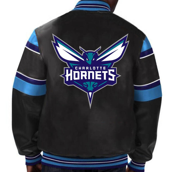 NBA Charlotte Hornets leather jacket for men and women with vibrant team logo in USA