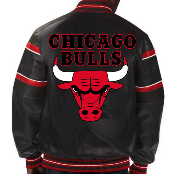 NBA Chicago Bulls leather jacket for men and women with iconic team logo in United State Market