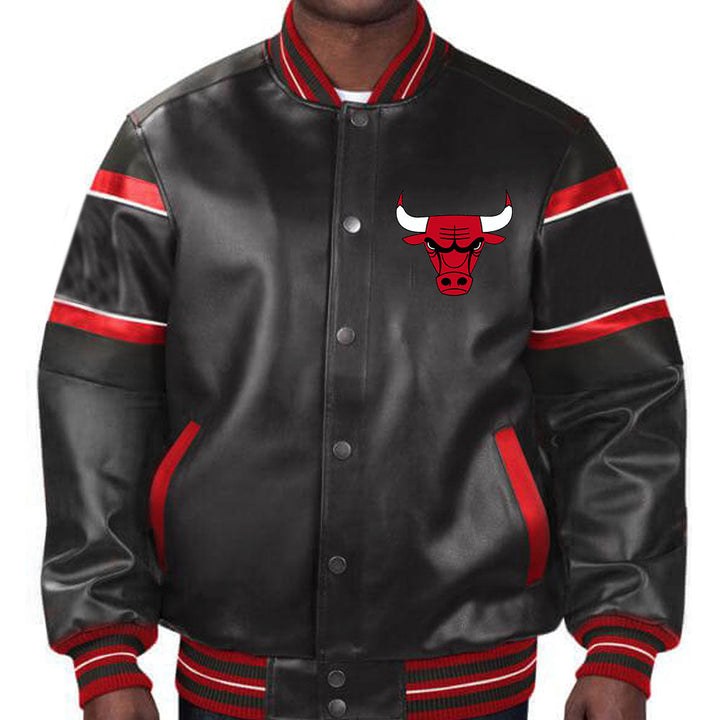 Stylish Chicago Bulls leather jacket perfect for basketball fans in USA