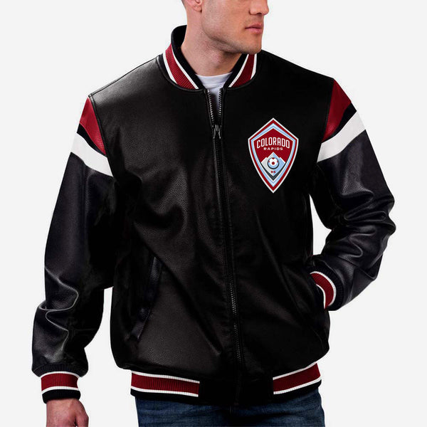 MLS Colorado Rapids leather jacket back view in American market