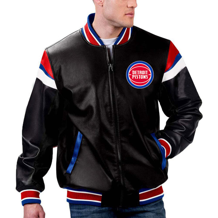 Detroit Pistons NBA Team Leather Jacket by TJS in France style