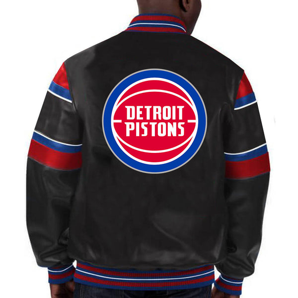 NBA Detroit Pistons leather jacket for men and women with team logo in USA