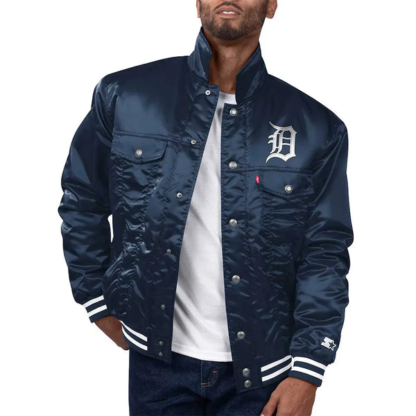 MLB Detroit Tigers Navy Silver Tab Trucker Jacket