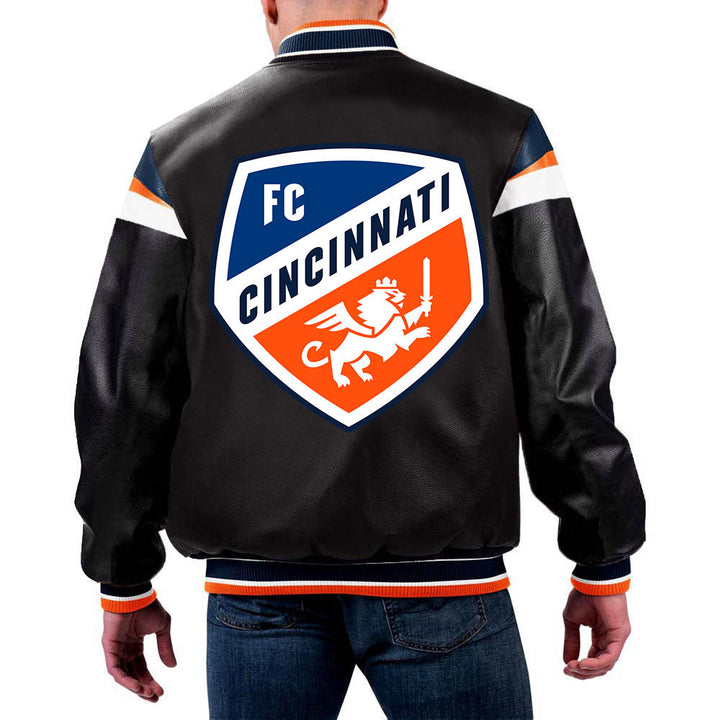 MLS FC Cincinnati leather jacket front view in USA