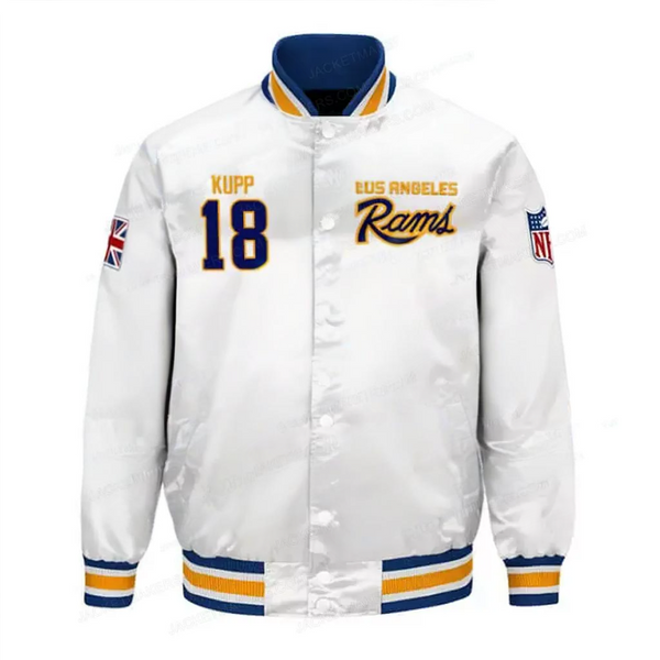 White LA Rams Cooper Kupp Satin Jacket
