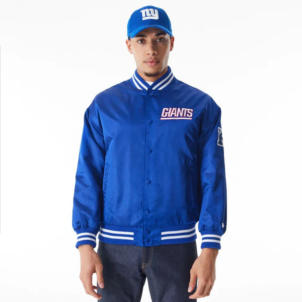 New York Giants Blue Satin Bomber Jacket For Men and Women