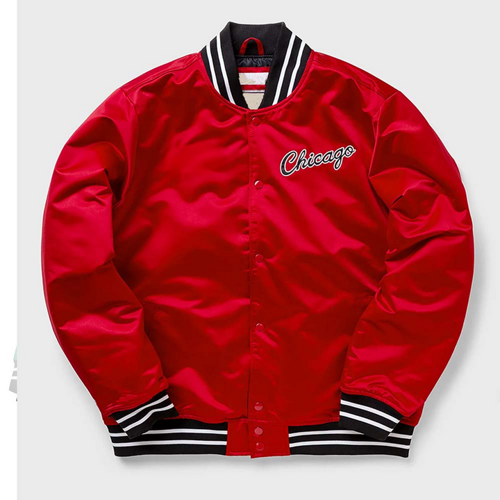 Premium NBA Chicago Bulls satin jacket with embroidered team branding in United State Market