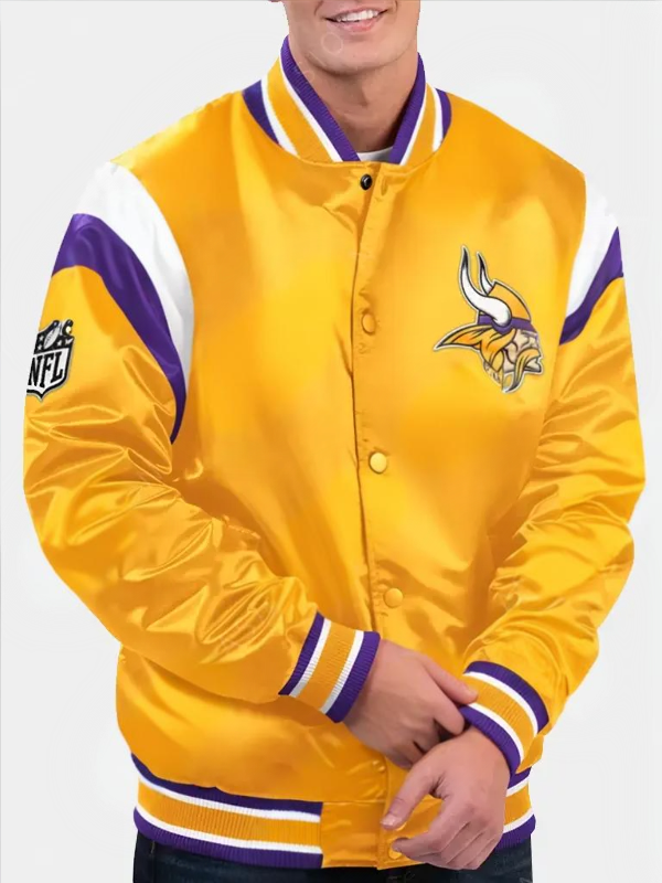 front view NFL Minnesota Vikings Satin Jacket Men and Women