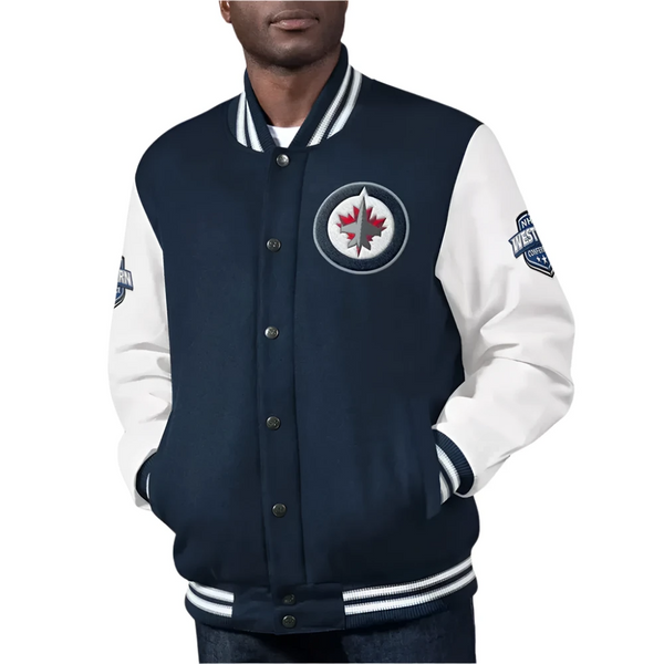 Blue NHL Winnipeg Jets Wool Jacket Men and Women