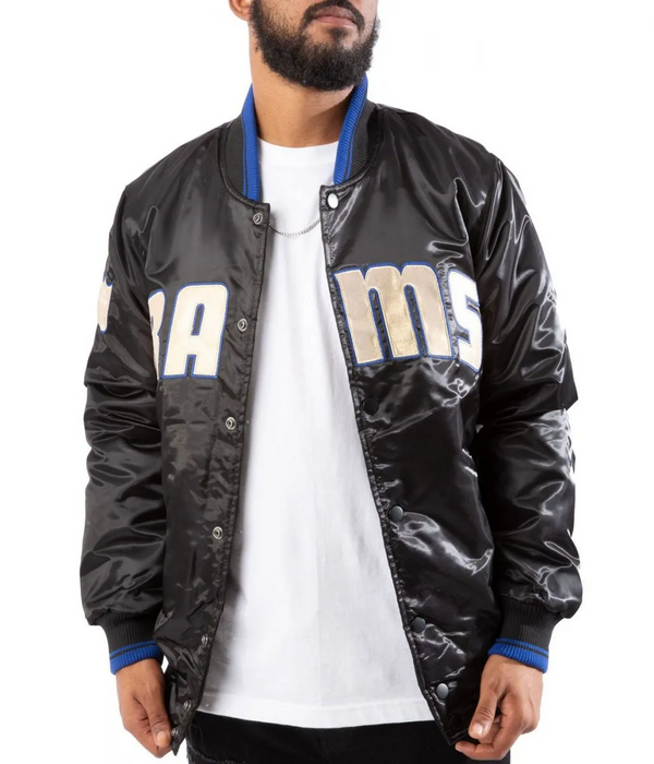 NFL Los Angeles Rams UK Flag Black Satin Jacket