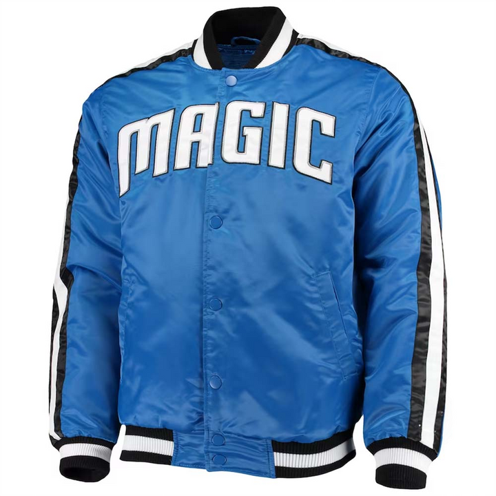 Premium Orlando Magic satin jacket with bold varsity design in USA