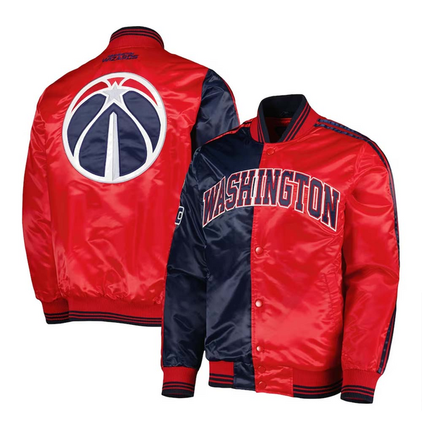 NBA Men's Washington Wizards NavyRed Fast Break Satin Full-Snap Jacket