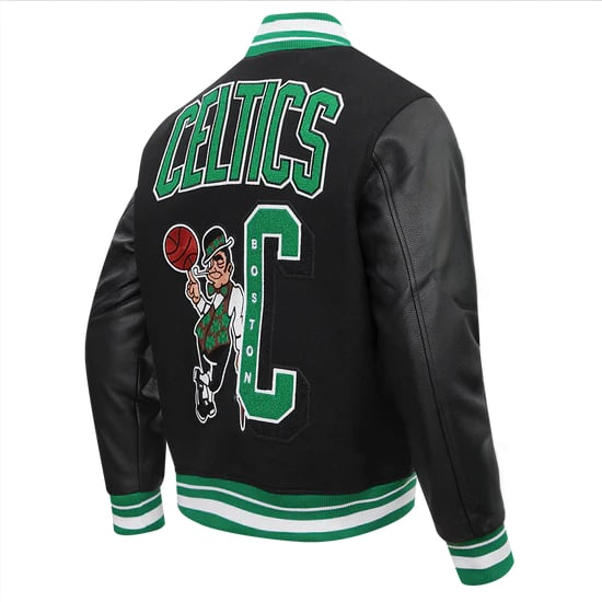 Boston Celtics ribbed wool mashup varsity jacket for men in USA