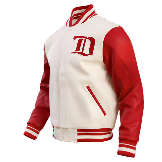 Detroit Red Wings Retro Classic Men's Rib Wool Varsity Jacket close-up