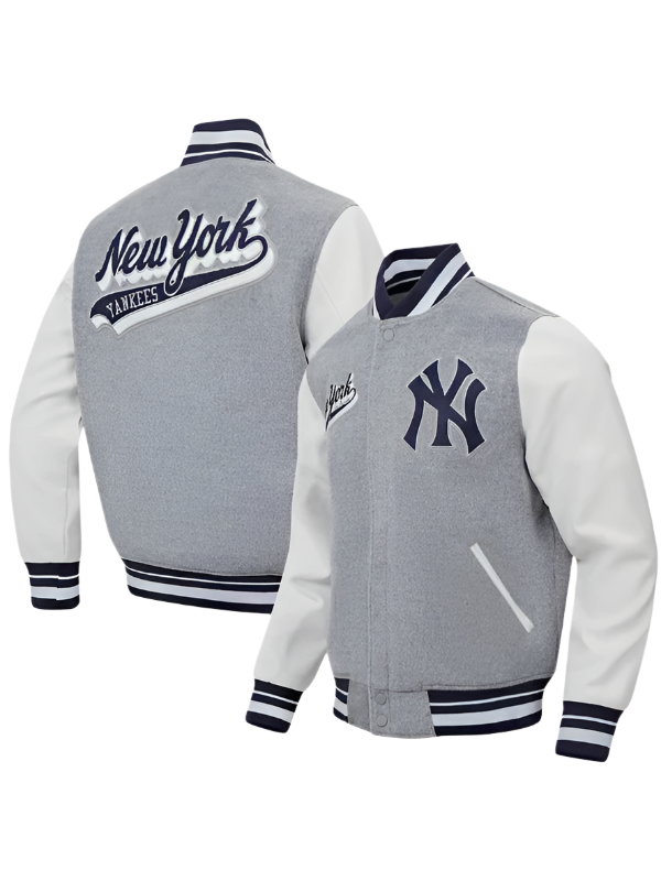 Front & Back View Varsity Yankees New York Wool Jacket