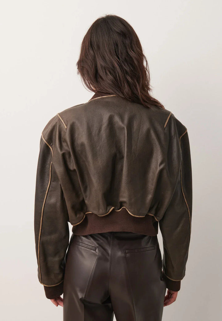 Vintage Style Cropped Brown Jacket for Women
