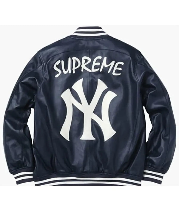 Supreme New York Yankees Varsity Leather Jacket For Men and Women