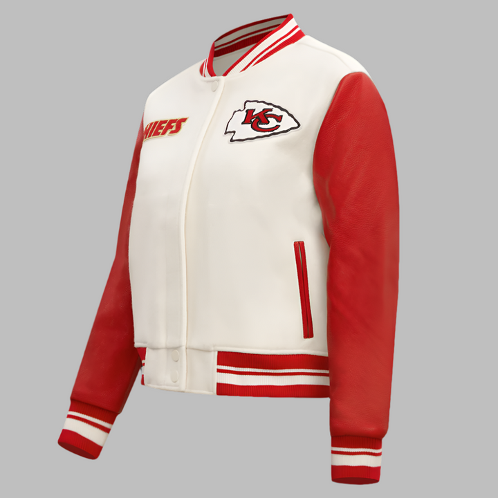 Kansas City Chiefs NFL wool jacket with retro classic design.