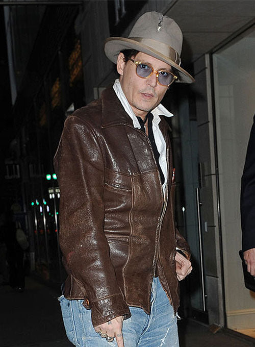 Johnny Depp Leather Jacket Side Pose