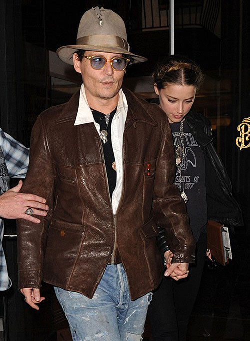 Johnny Depp Leather Jacket Front pose