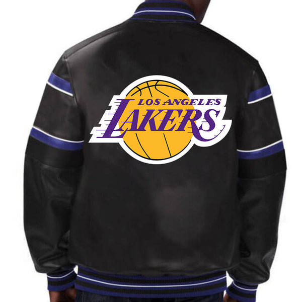 NBA Los Angeles Lakers leather jacket featuring iconic purple and gold design in USA