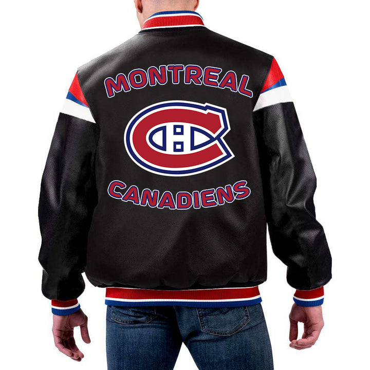 NHL Montreal Canadiens Multicolor Leather Pregame Jacket by The Pricy in USA